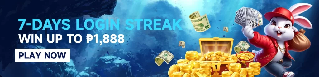 NEWJILI casino promotion featuring 7 days login streak reward for players after login and register with access to games and mobile app download